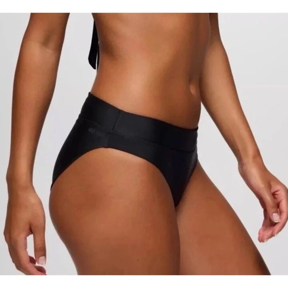 Prana NEW Summer Wave Black Bikini‎ Swim Mid-Rise Bottoms Size XL UPF Beach